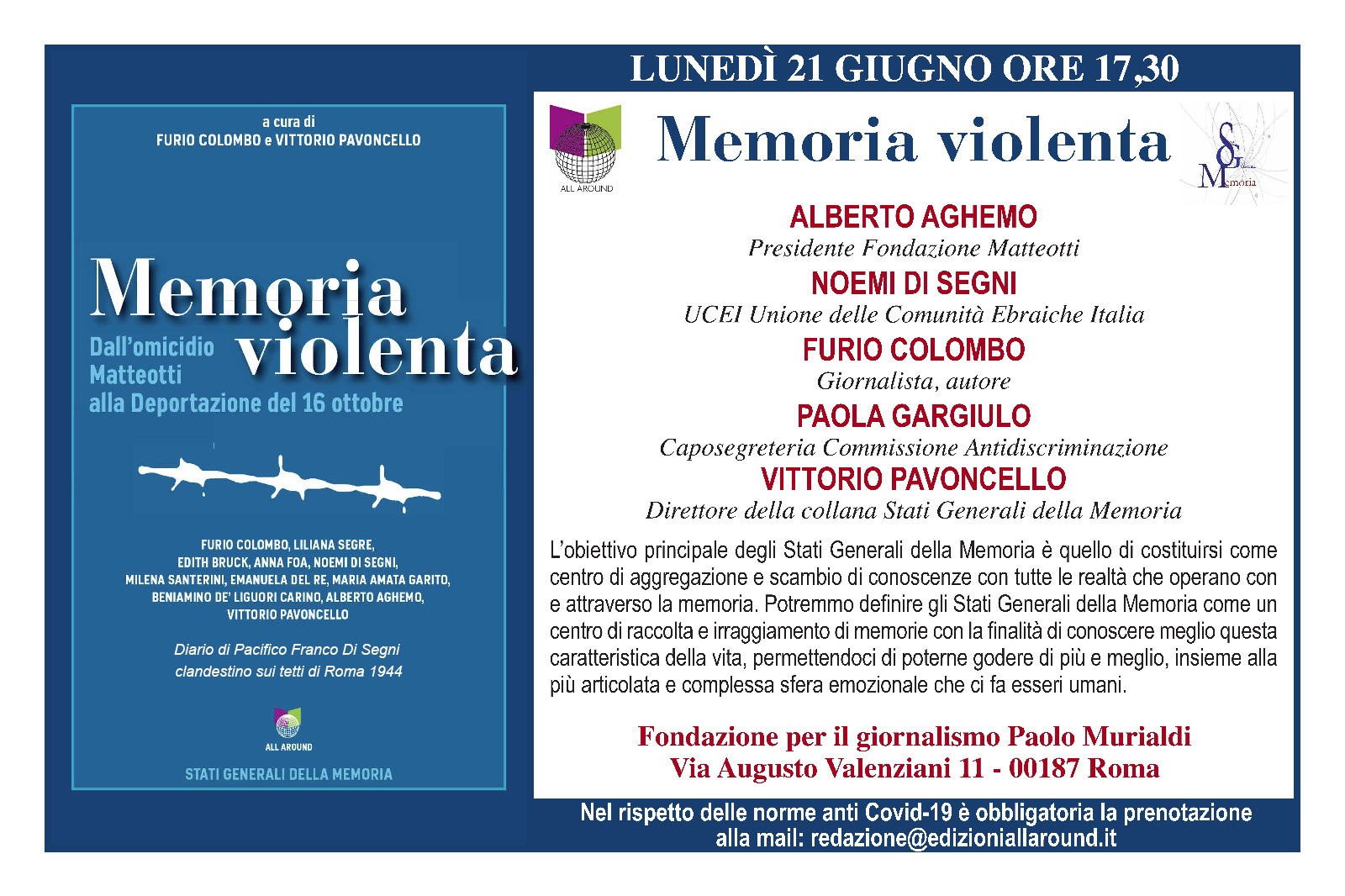 MEMORIA VIOLENTA – Dall’omicidio Matteotti alla Deportazione del 16 ottobre