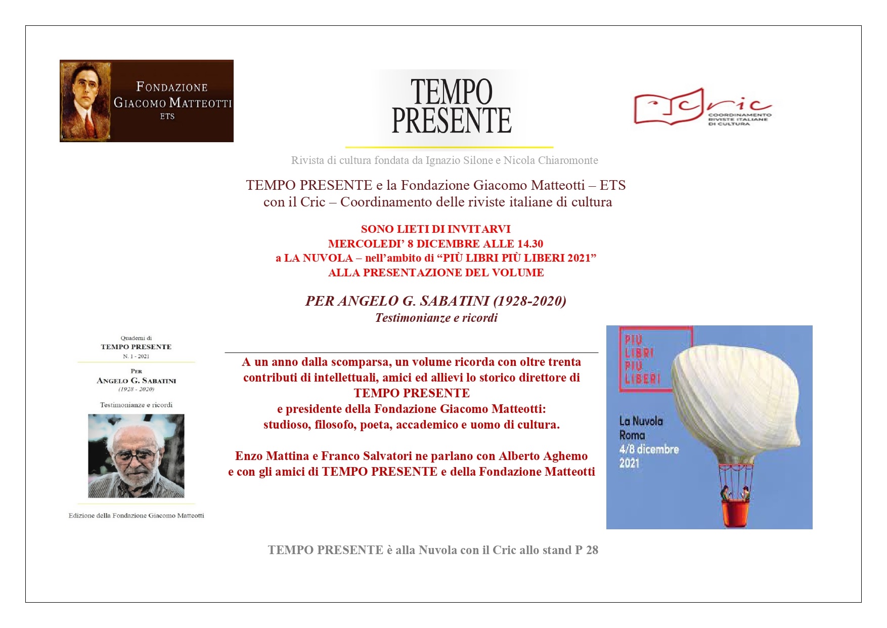 PER ANGELO G. SABATINI (1928-2020) Testimonianze e ricordi – Presentazione