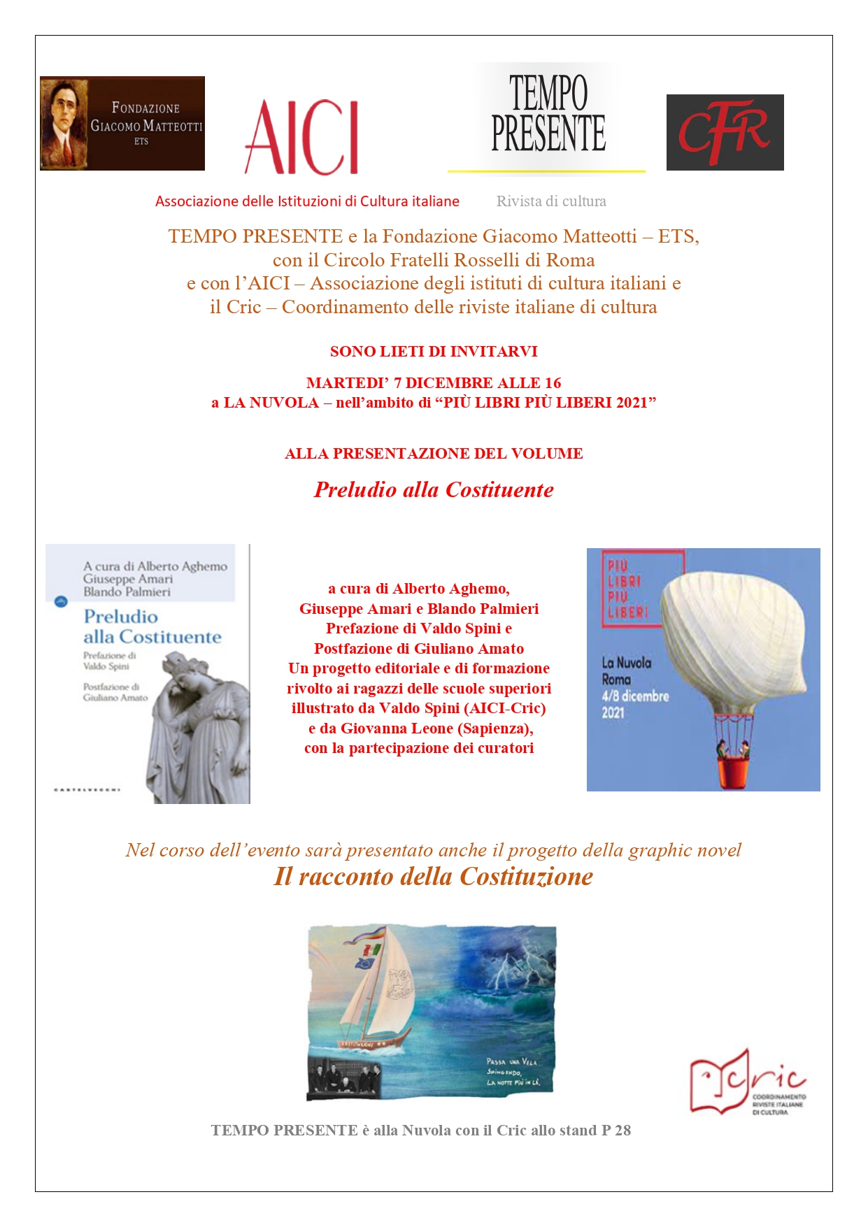 Presentazione del “Preludio alla Costituente” il 7 dicembre alla Nuvola