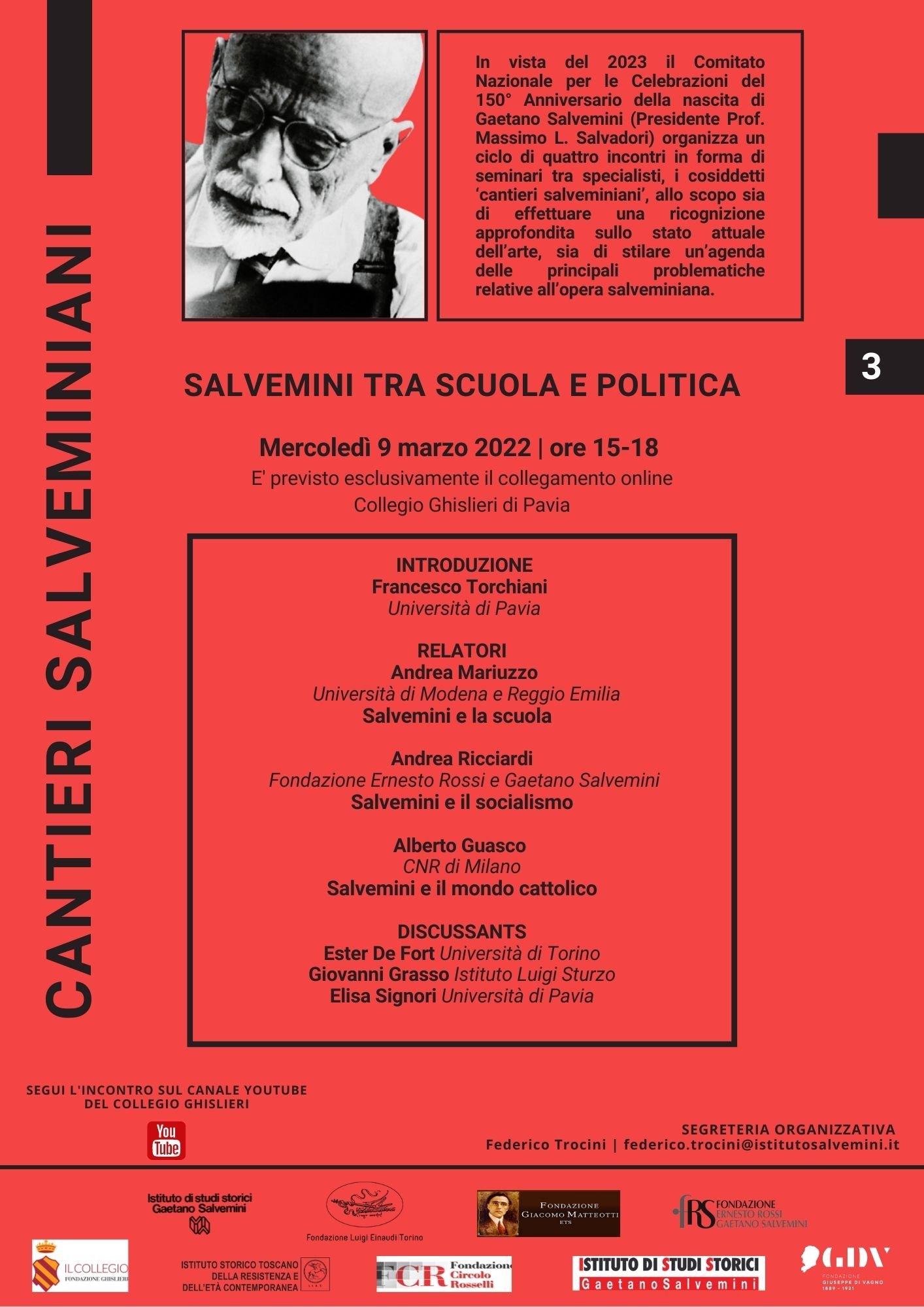 SALVEMINI TRA SCUOLA E POLITICA – 3° “Cantiere salveminiano” – mercoledì 9 marzo 2022 ore 15-18