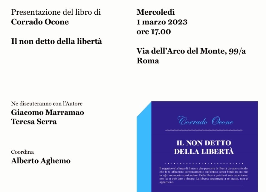 Presentazione del libro di Corrado Ocone IL NON DETTO DELLA LIBERTÀ