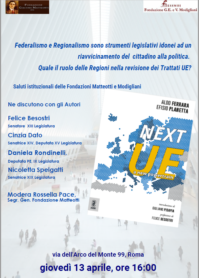 NEXT UE, a new powertrain di Aldo Ferrara ed Efisio Planetta presentazione il 13 aprile