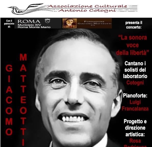 Venerdì 3 maggio a Roma, alle 19:30, presso l’Aula Magna della Facoltà Valdese in via Pietro Cossa 40, si è tenuto il concerto GIACOMO MATTEOTTI, LA SONORA VOCE DELLA LIBERTÀ