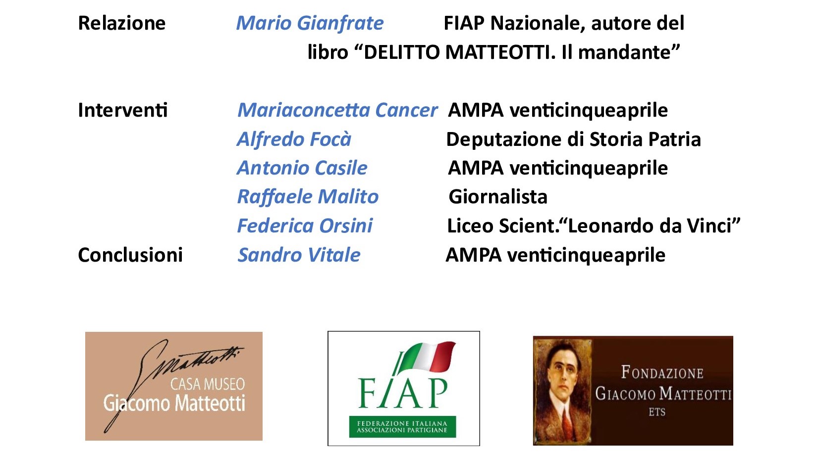 Sabato 7 dicembre a Reggio Calabria, nella Sala dei Lampadari di Palazzo San Giorgio, è stato presentato il libro di Mario Gianfrate, DELITTO MATTEOTTI. IL MANDANTE