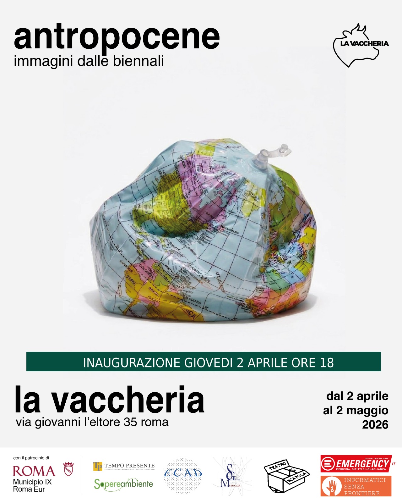 ANTROPOCENE. Immagini dalle Biennali. Inaugurazione: 2 aprile ore 18 presso La Vaccheria, Via Giovanni l’Eltore, 35 Roma